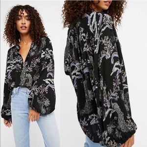 Free People Metallic Blooms Printed Top